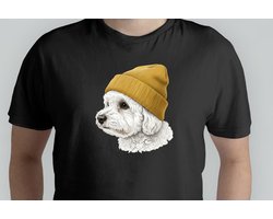 Bichon Frise met een muts - T Shirt - Cute - Sarcastic - GoodVibes - Funny - Gift - Cadeau - Sarcastisch - schattig - lief - feelgood - Hond - Dog