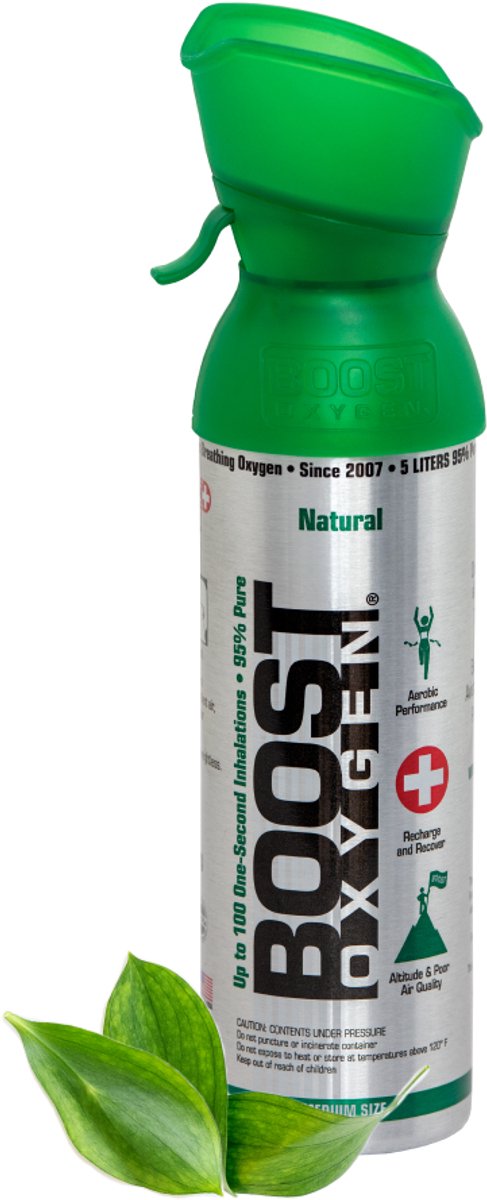Boost Oxygen - Medium 5L - Natural - 95% Pure Zuurstof - Zuurstoffles - Earosoltoestel - Powerbreathe - Longtrainer - Concentrator - Ademhalingstrainer - Ademhalingsondersteuning - Sport herstel, Hoogte , Prestaties en Gezondheid - 1x 5 Liter