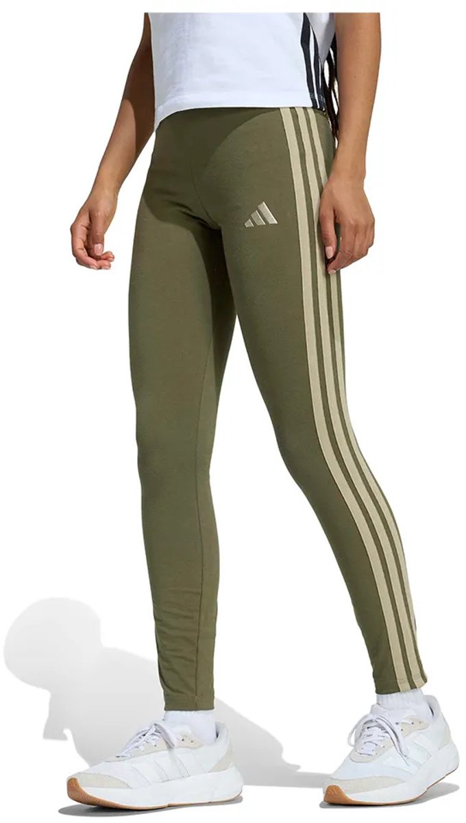 Adidas Essentials 3 Stripes Cotton Leggings XS Vrouw Olijf