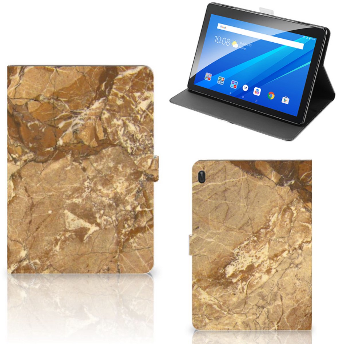 Lenovo Tab E10 Leuk Tablet hoesje Marmer Creme