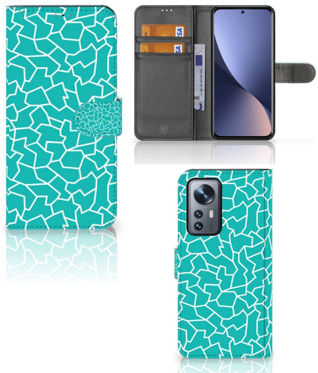 Boekhoesje voor Xiaomi 12 Pro Hoesje Cracks Blue