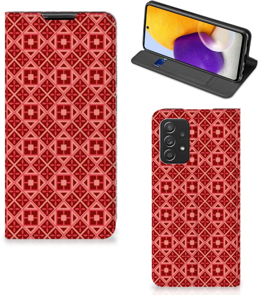 Samsung Galaxy A72 (5G/4G) Hoesje met Magneet Batik Rood