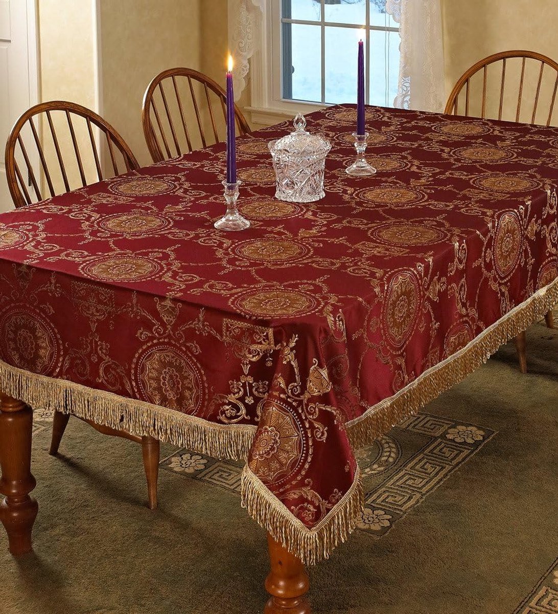Katoenen Damast Tafelkleed Bordeaux 60" x 120"
