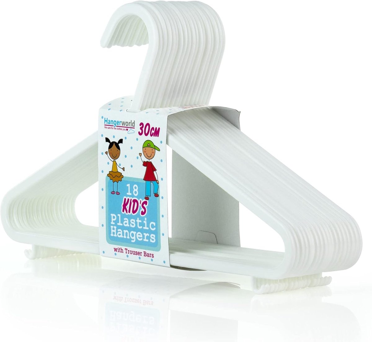 Kunststof Kleerhangers voor Baby en Peuterkleding - Set van 18 - 30 cm - Wit