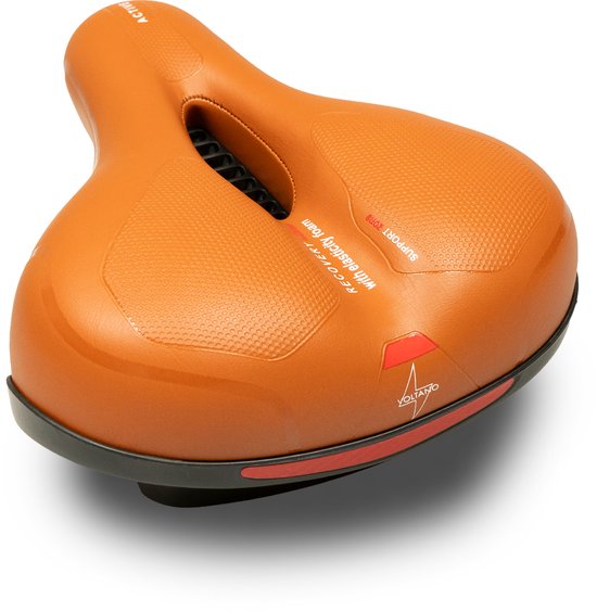 Selle de vélo Voltano avec coussinets en gel - Marron - Découpe - Suspension de selle - Unisexe - Incl. Sangle de selle gratuite