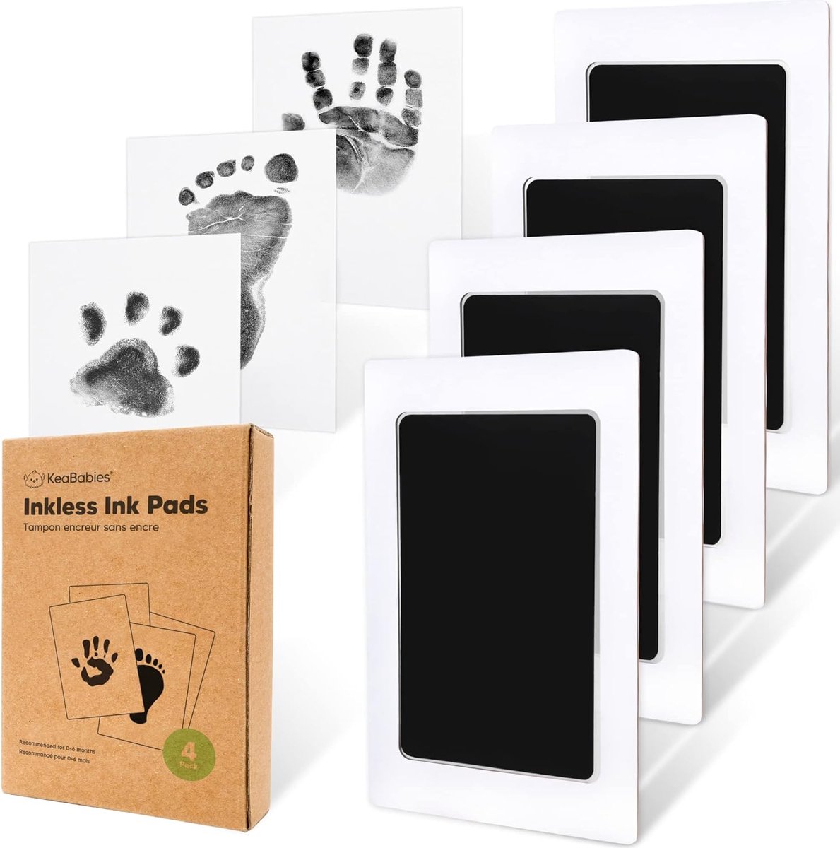 Allecta - Inktloze Stempelkit voor Baby's - Voetafdruk en Handafdruk - Poot Stempelafdruk - Pasgeboren Baby's - Zwart.