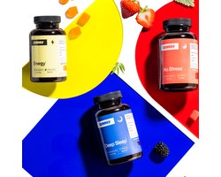 GIMMY Bundle of 3 - Supplementen voor een betere nachtrust, meer energie en minder stress - Vegan, suikervrij & natuurlijk - Ontwikkeld door apothekers - 180 gummies
