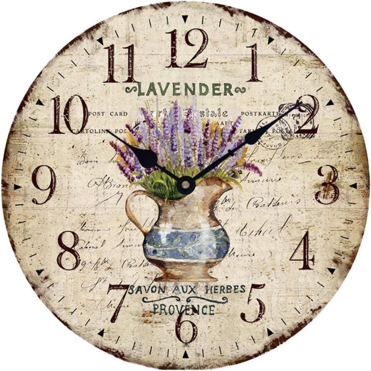longziming -Vintage Wanduhr - Shabby Chic - 30 Cm Lautloos Quartzuurwerk - 1 Stuk - Voor Woonkamer Slaapkamer - Hellbruin