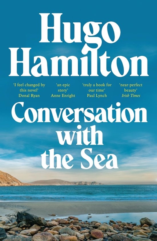 Boek 'Conversation with the Sea' van Hugo Hamilton, met een zeegezicht op de omslag.