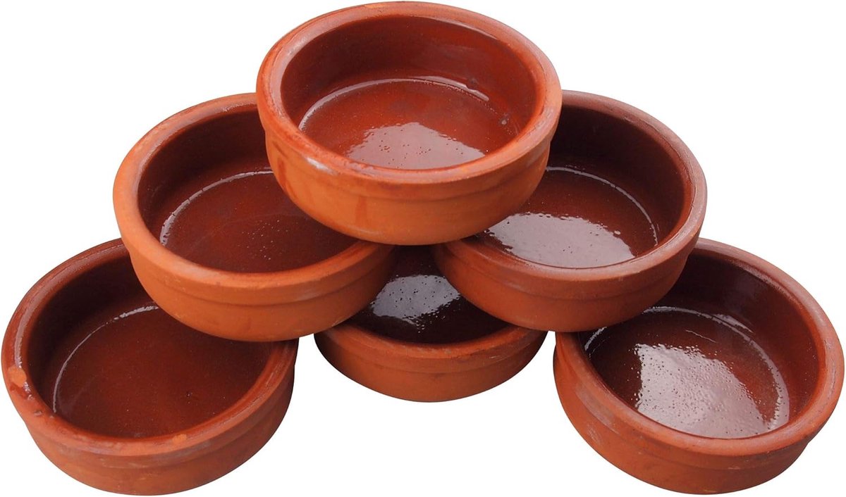 Set van 6 klei schaal Cazuela Tapas kom 11,5 cm