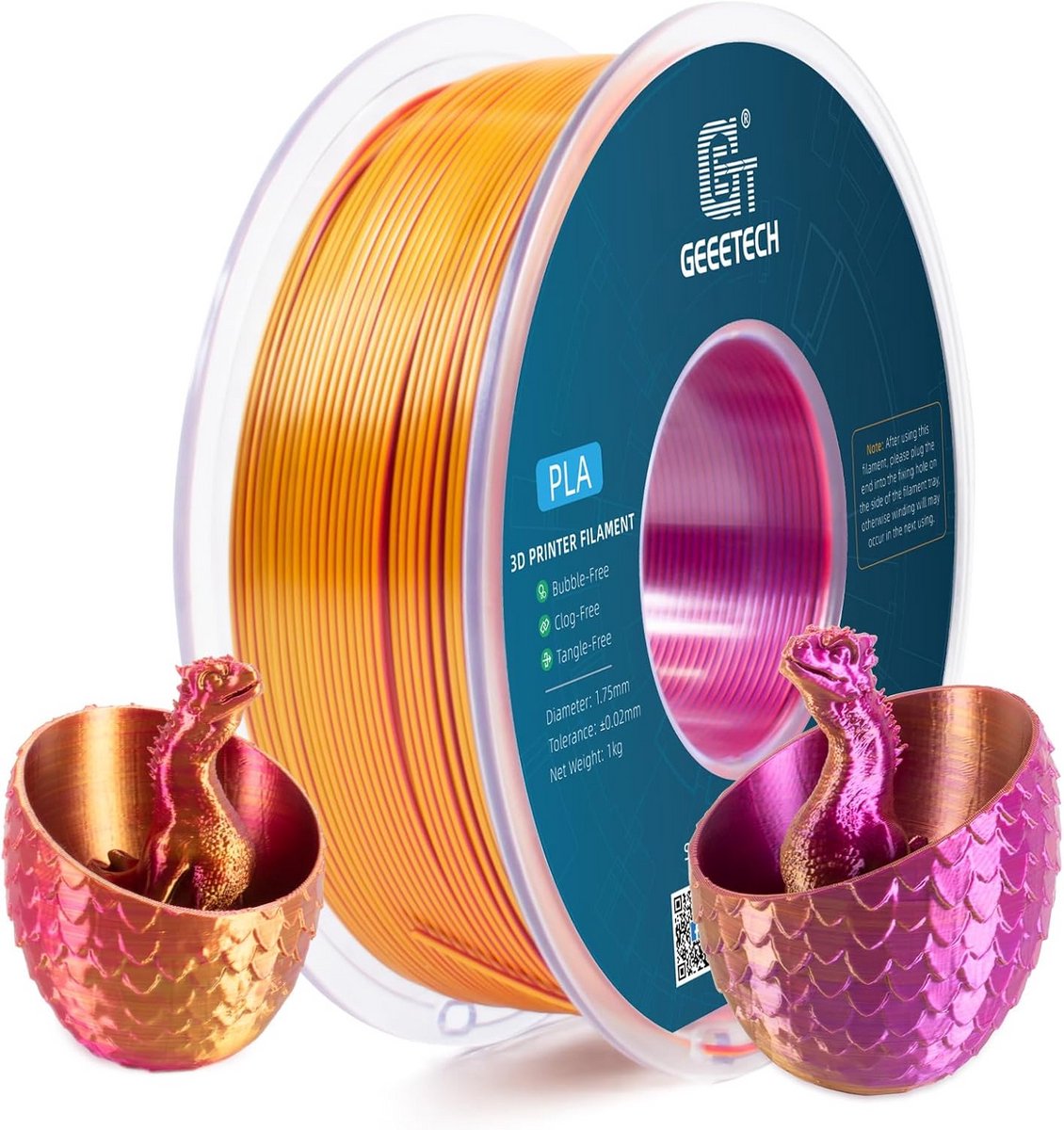 Zijden PLA Filament 1,75 mm 1 kg voor 3D-printer - Kleurveranderend Rood Goud Paars