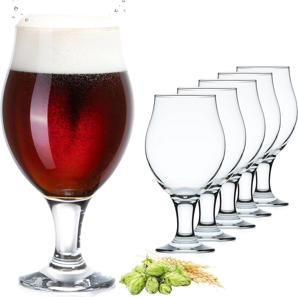 Set van 6 Bierglazen Tulpen - 500ml Pilsner Glas - Stevig Persglas