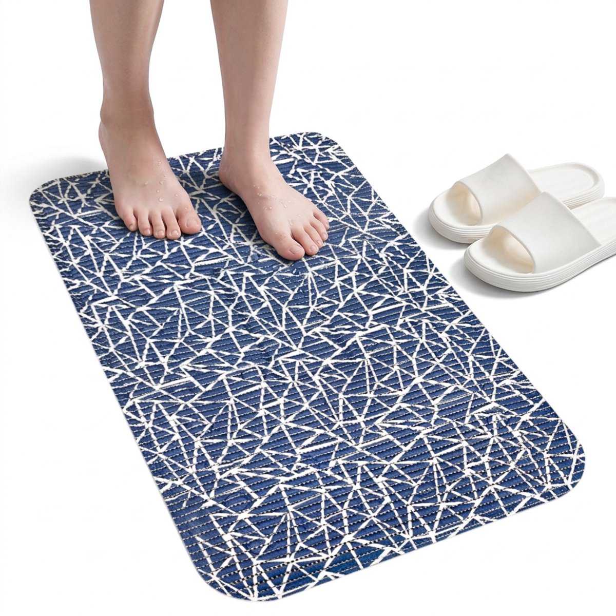 CHIWIN Antislip Douchemat 43x91 cm – PVC Badmat met Zuignappen – Sneldrogende Badkuip Mat voor Douche en Badkamer
