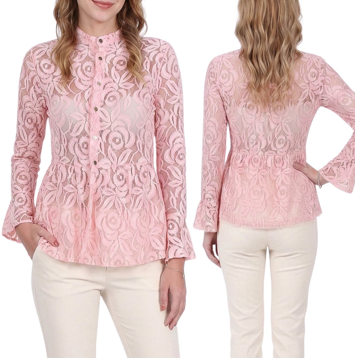 John Zack Lichtroze kanten blouse
