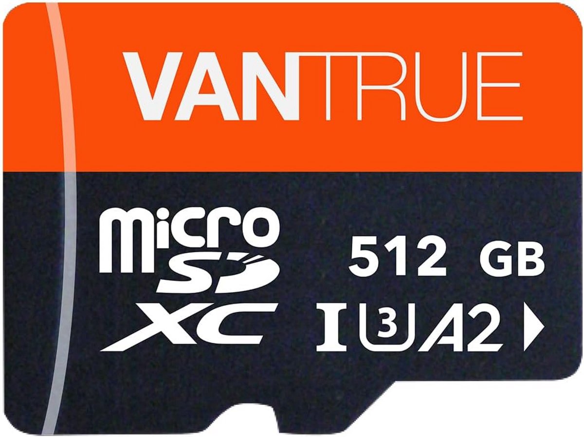 Geheugenkaart 512 GB microSD UHS-I U3 4K voor dashcams, smartphones en tablets