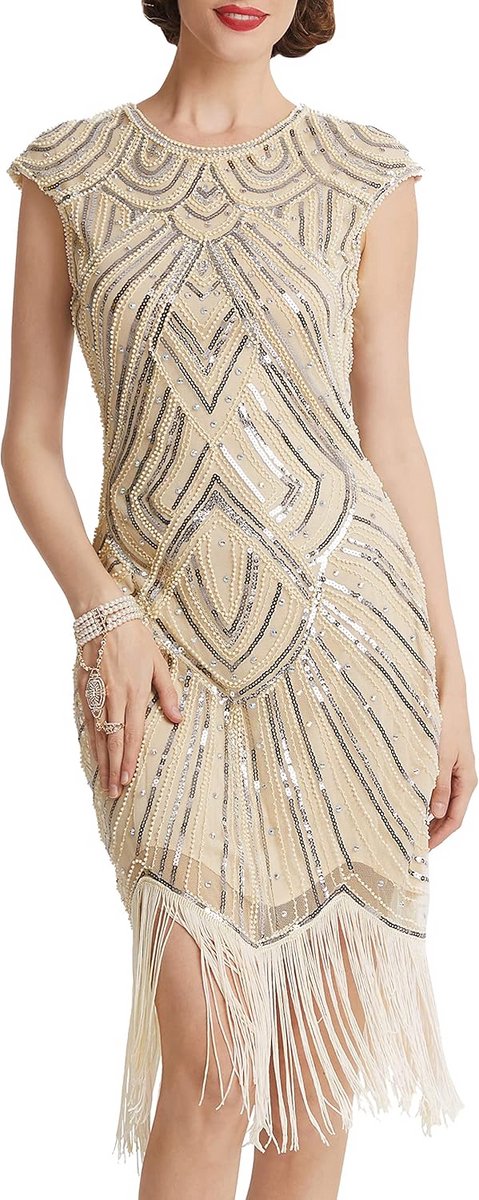 Flapper Jurk met Pailletten en Franjes voor een Gatsby Themafeest