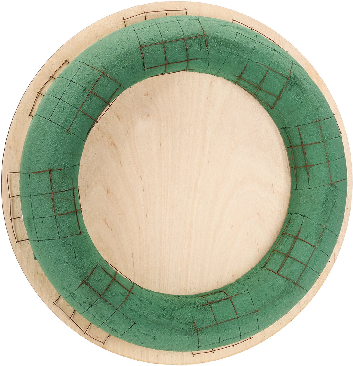 Steekschuimkrans, houten plank, nat steekschuim, 38 cm, 2 stuks, 2 Stü