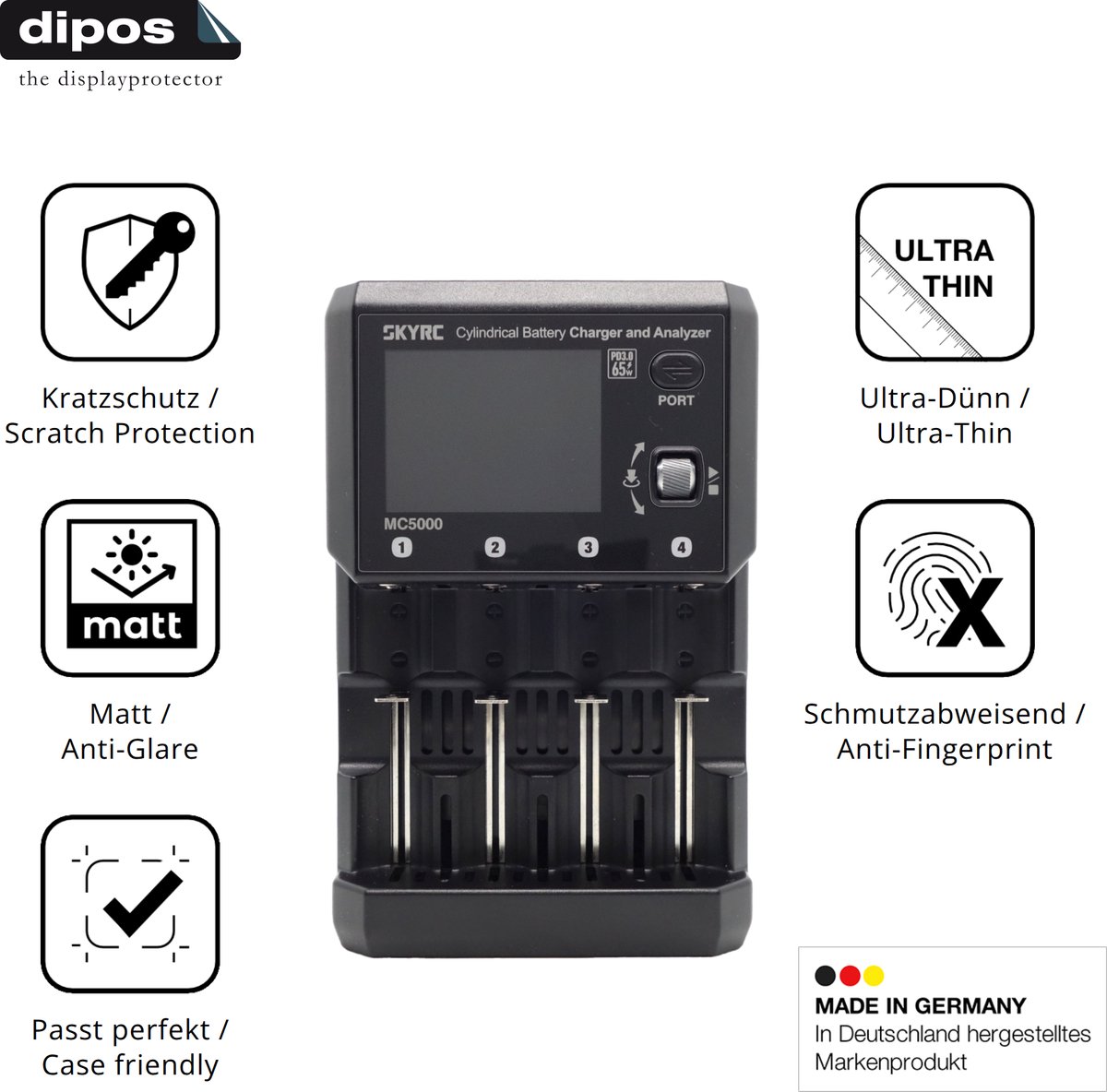 dipos – 4x Matte Beschermfolie geschikt voor SkyRC MC5000 | Krasbestendige & antireflecterende Screenprotector Ultra-Thin