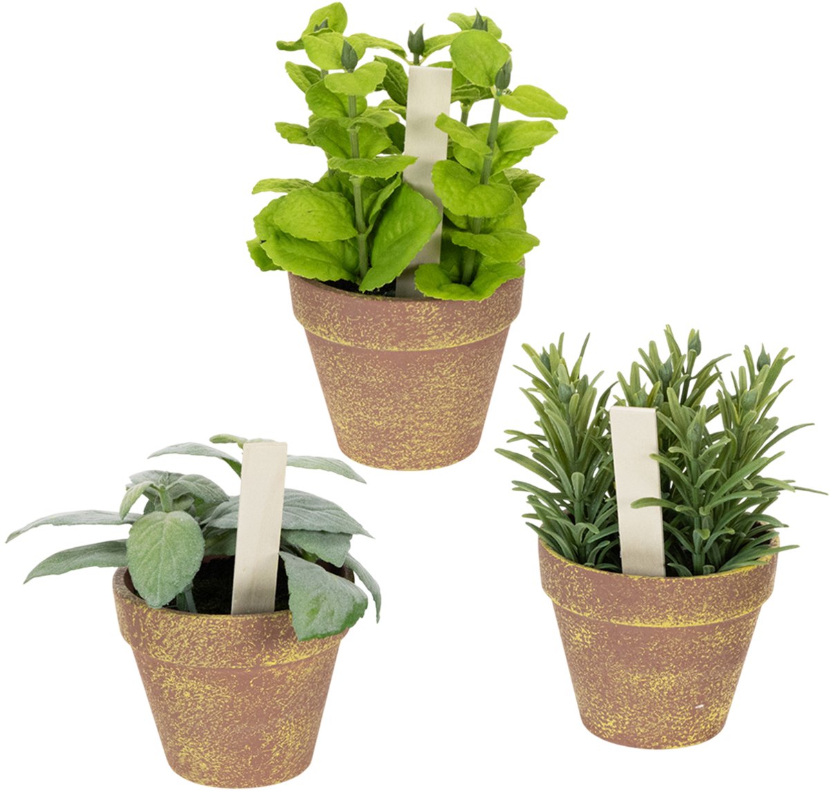 Kunstmatige kruidenpot met decoratieve kruiden voor keuken, tuin, balk