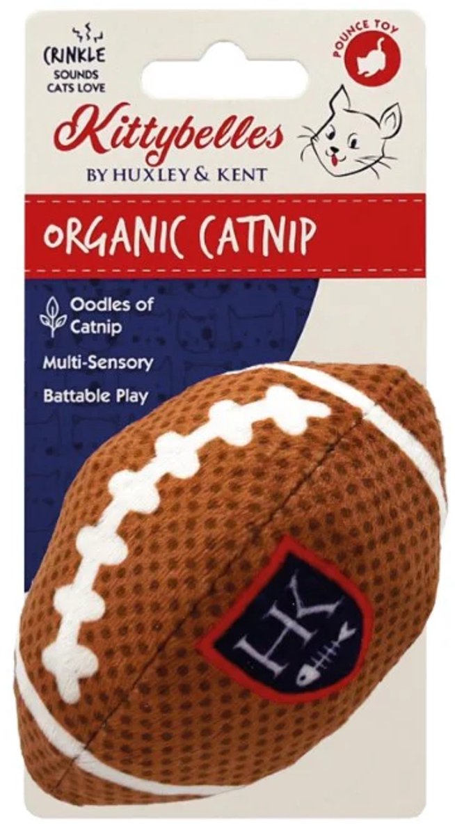 Huxley & Kent Kittybelles Football - Pluche Kattenspeeltje - Met Catnip - Interactief Katten Speelgoed - Zacht Plush