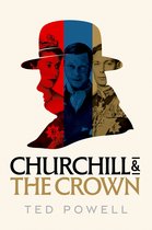 Boekomslag met de hoofden van koningin Elizabeth, prins Philip en Winston Churchill, overlappend in een rode, blauwe en gouden hoed.