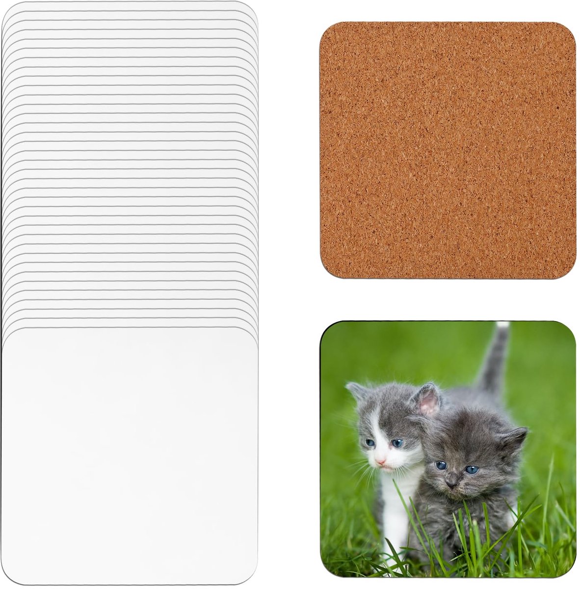 Set van 40 Vierkante Sublimatie Coasters - MDF Onderzetters - 10,2 x 10,2 cm