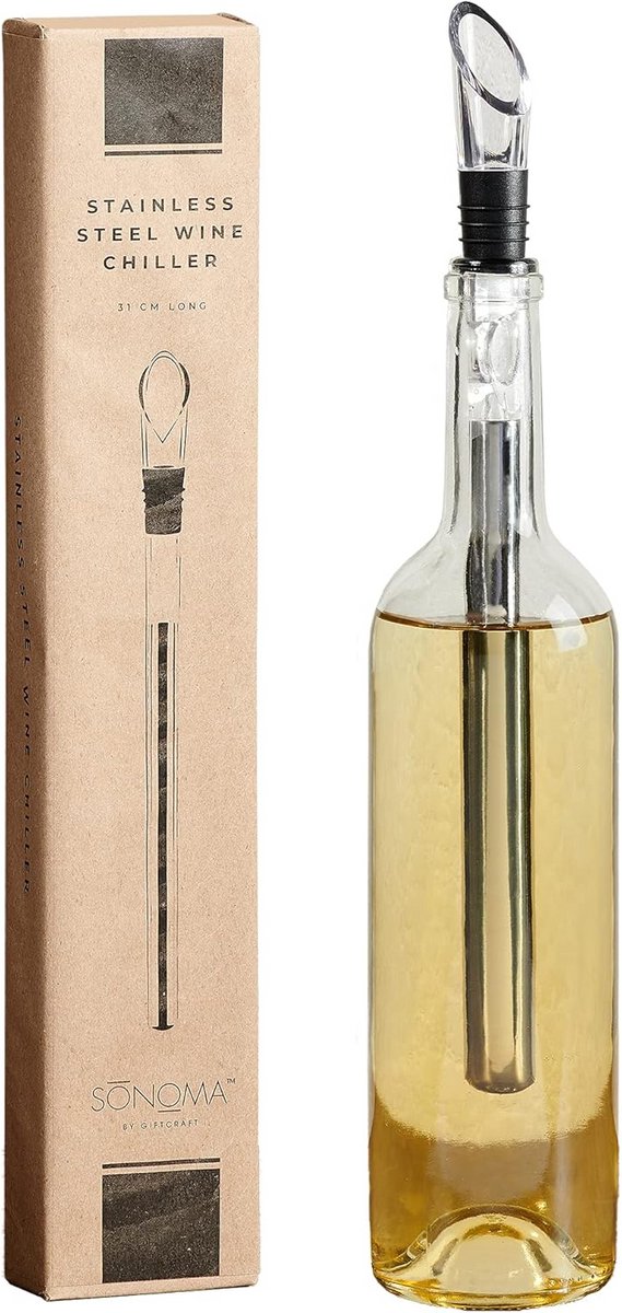 Wijnkoeler 30.5 cm hoog, zilver en transparant