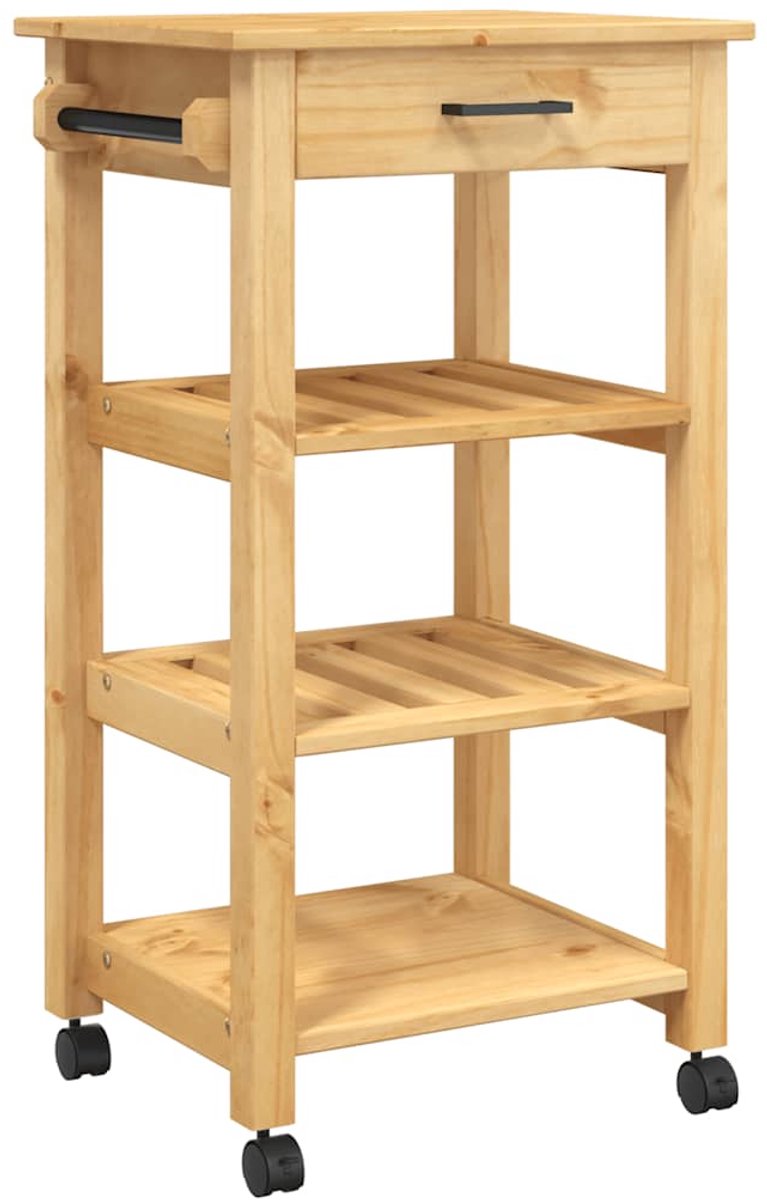 vidaXL - Keukentrolley - MONZA - 48x40x88,5 - cm - massief - grenenhout
