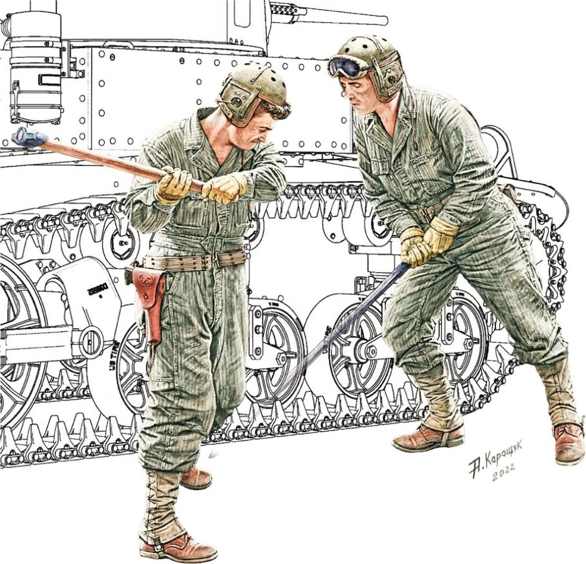 Modelbouw Figuren Set: Amerikaanse Tank Chassis Reparatieploeg 1:35 – Detailgetrouw Figuurmodel