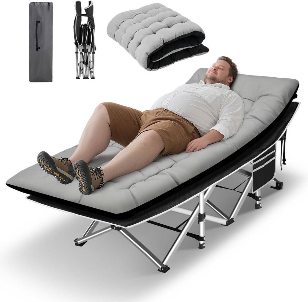 Opklapbaar Kampeerbed met Matras voor Volwassenen | Hoge Belasting, Camping en Reizen