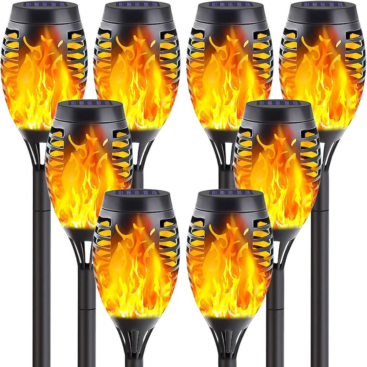 Decoratieve Solar Buitenlampen voor Tuin en Pad - Waterdicht IP65 Vlam Effect - Set van 6