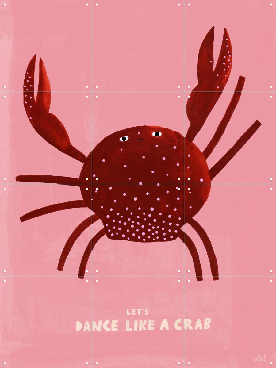 IXXI Dancing Crab, Aniek Bartels - 60 x 80 cm - Gratis ophangtool - Grote wanddecoratie en posters - Fantasierijk, Illustraties, Cartoonesk, Speels