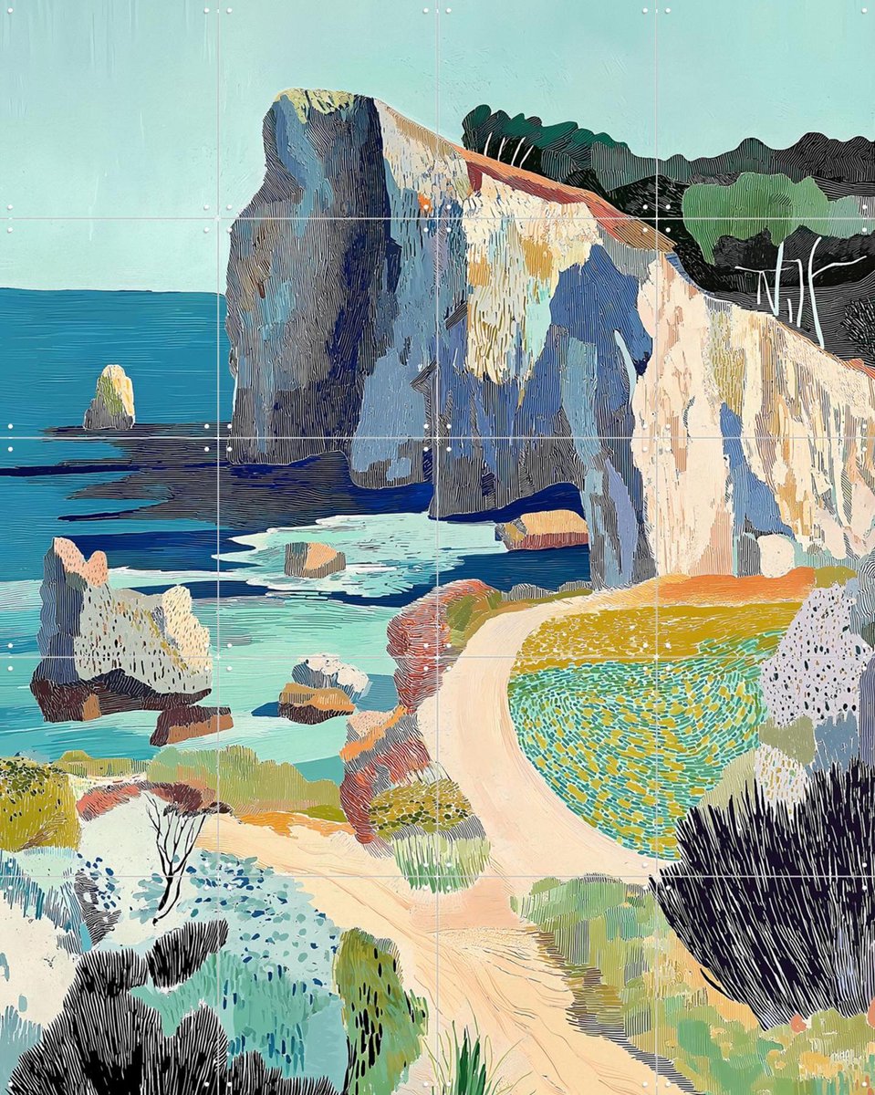 IXXI Cliffs of Majesty, Artclaud - 80 x 100 cm - Gratis ophangtool - Grote wanddecoratie en posters - Illustraties, Fantasierijk, Kleurrijk