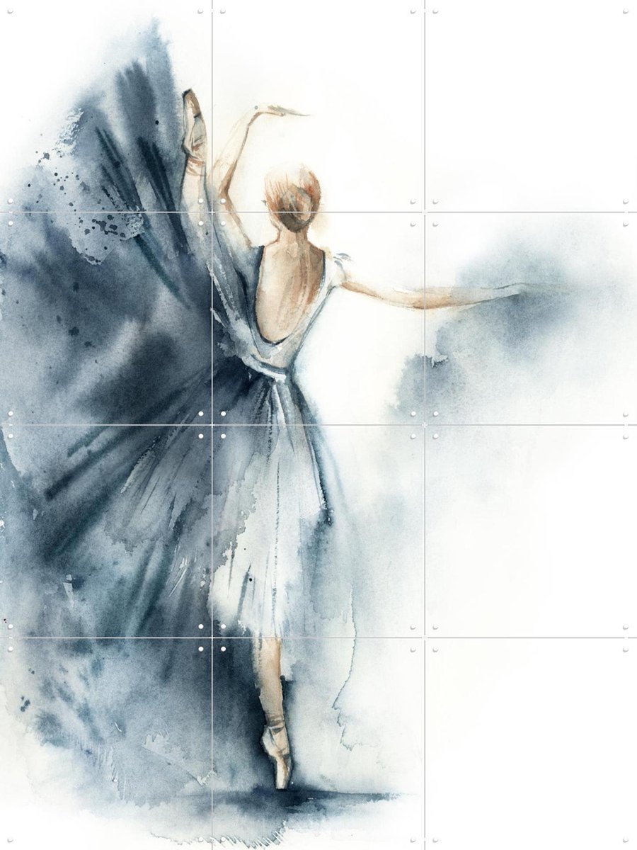 IXXI Ballerina Blue 2, Canot Stop Painting - 60 x 80 cm - Gratis ophangtool - Grote wanddecoratie en posters - Illustraties, Aquarel, Slaapkamer