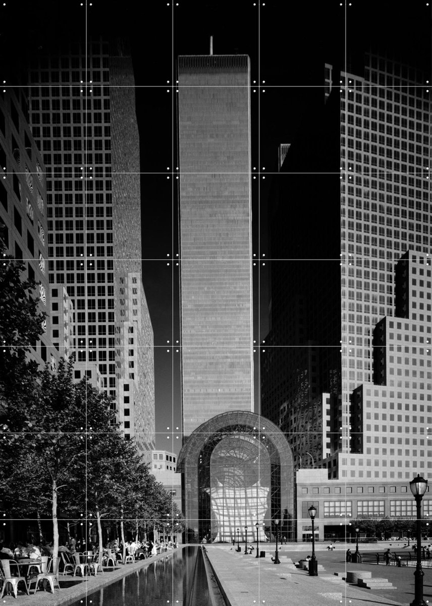 IXXI Twin Towers, Teun Voeten - 100 x 140 cm - Gratis ophangtool - Grote wanddecoratie en posters - Fotografie, Gang, Mancave, Woonkamer, Skyline