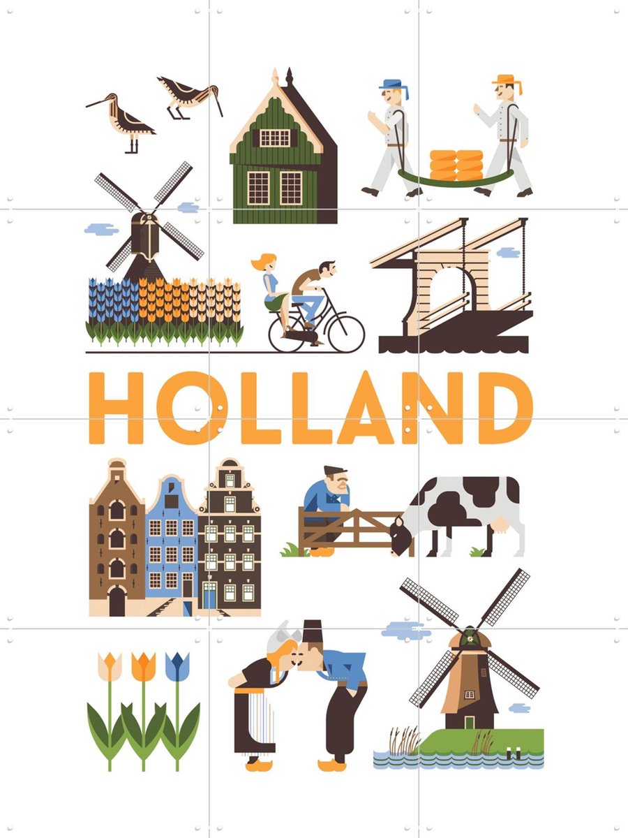 IXXI Holland, Jochem Coenen & Kunst in Kaart - 60 x 80 cm - Gratis ophangtool - Grote wanddecoratie en posters - Speels, Illustraties, Grafisch