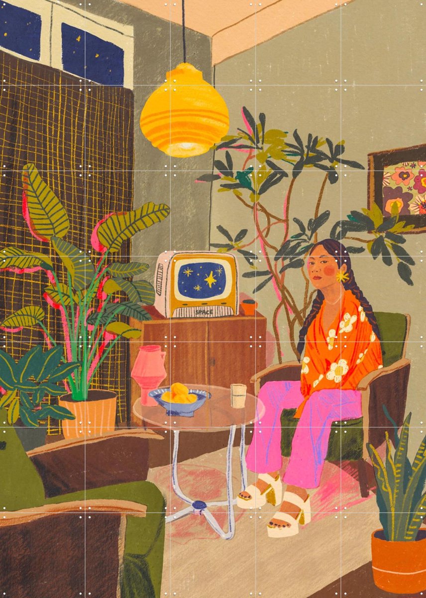 IXXI Your space, Gigi Rosado - 100 x 140 cm - Gratis ophangtool - Grote wanddecoratie en posters - Kleurrijk, Illustraties, Speels, Retro, Woonkamer