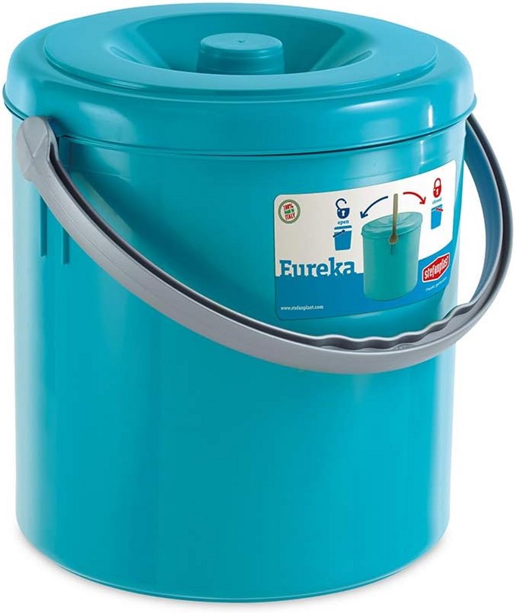 Stevige Turquoise Vuilnisbak 15 Liter met Deksel voor Thuis en Kantoor