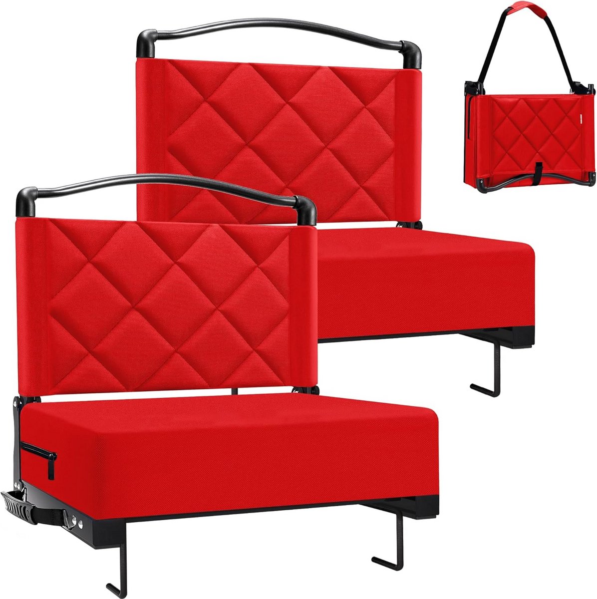 Opvouwbare Stadionstoelen met Rugleuning en Draagriem - Set van 2