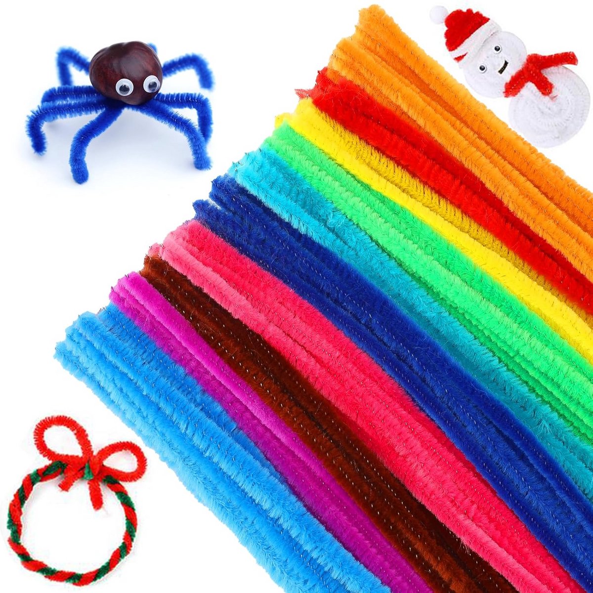 100 Stuks Chenille Stengels (Ratelstelen) Buigbaar | Knutseldraad voor Kinderen en DIY Projecten | 30 cm