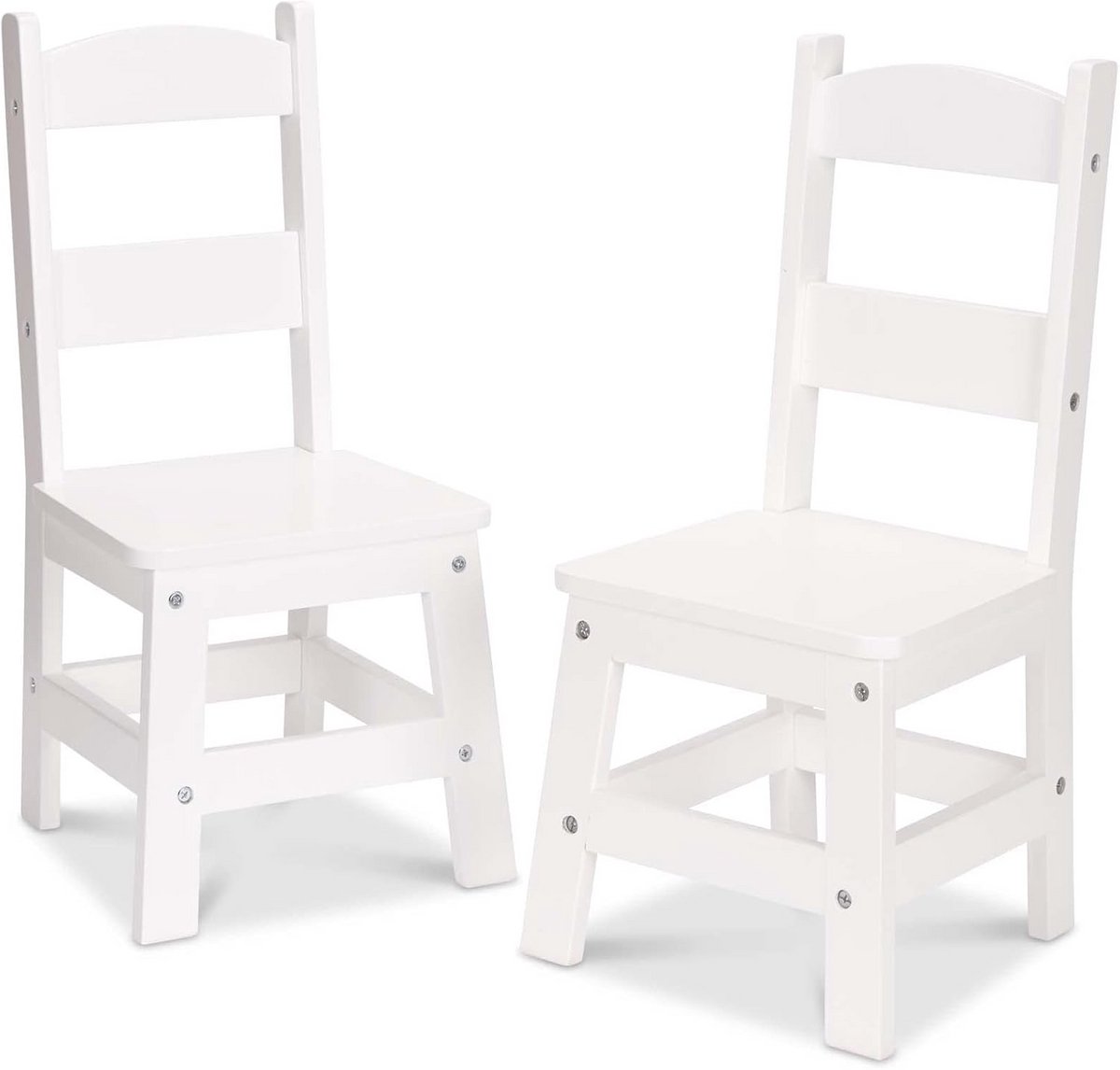 Set van Twee Stevige Houten Kinderstoelen - Wit