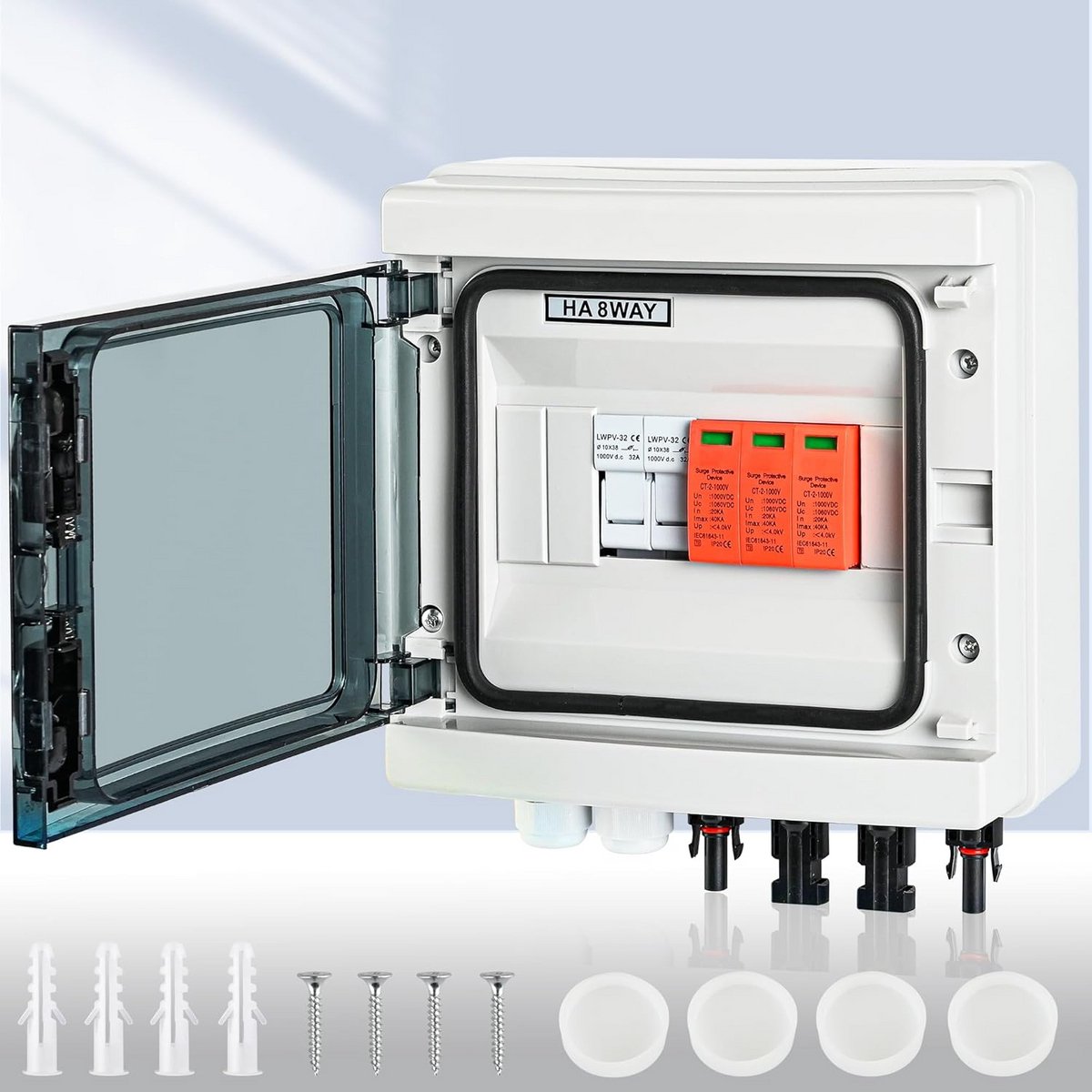 DC Overspanningsbeveiliging voor 1 String Zonnepanelen (1000V, 40KA) - IP65 Zonne-Aansluitkast