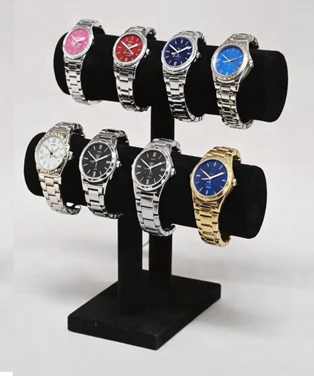Horloge houder - ook geschikt voor armbanden - standaard - display sieraden - zwart - één rol - één laag - armband houder organiser - horloge houder organiser