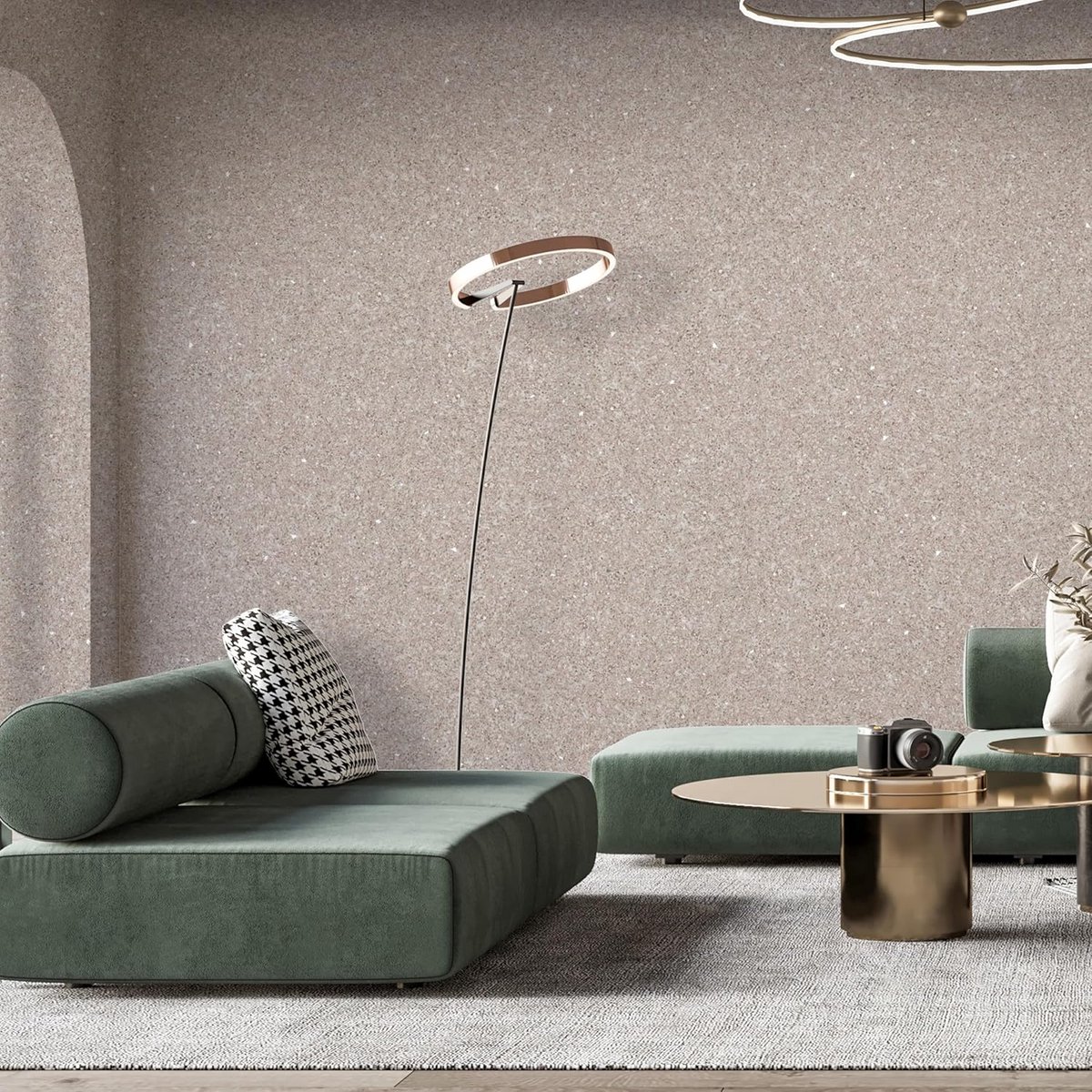 Zelfklevend Beige Wandafwerking Katoen & Mica - Warmte- & Geluidsisolerend
