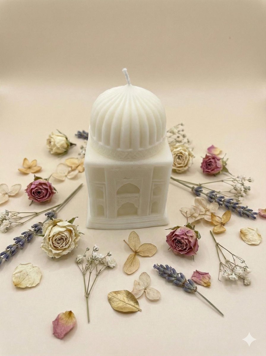 Lumen and Lux Candles Luxe Taj Mahal Kaars - Decoratieve Architectuur Kaars - Uniek Woonaccessoire & Ramadan Cadeau - Crème (ivoor) kleur crème / Ivoor