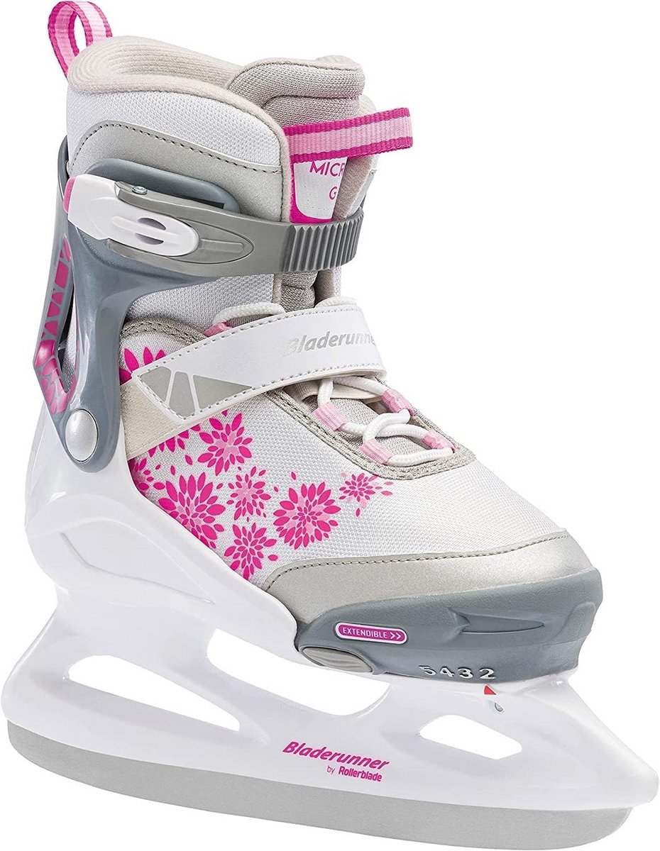 Verstelbare IJshockeyschaatsen voor Meisjes - 4 Maat Verstelbaar - Roze en Wit