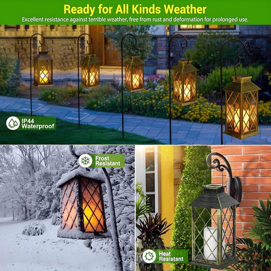 1 st. Grote zonnelantaarn voor buiten, met kaars - Waterdichte tafellamp, hanglamp, buitenzonnelamp voor balkon, tuin en terrasdecoratie - Brons-Geschenk van Merkloos — afbeelding 5