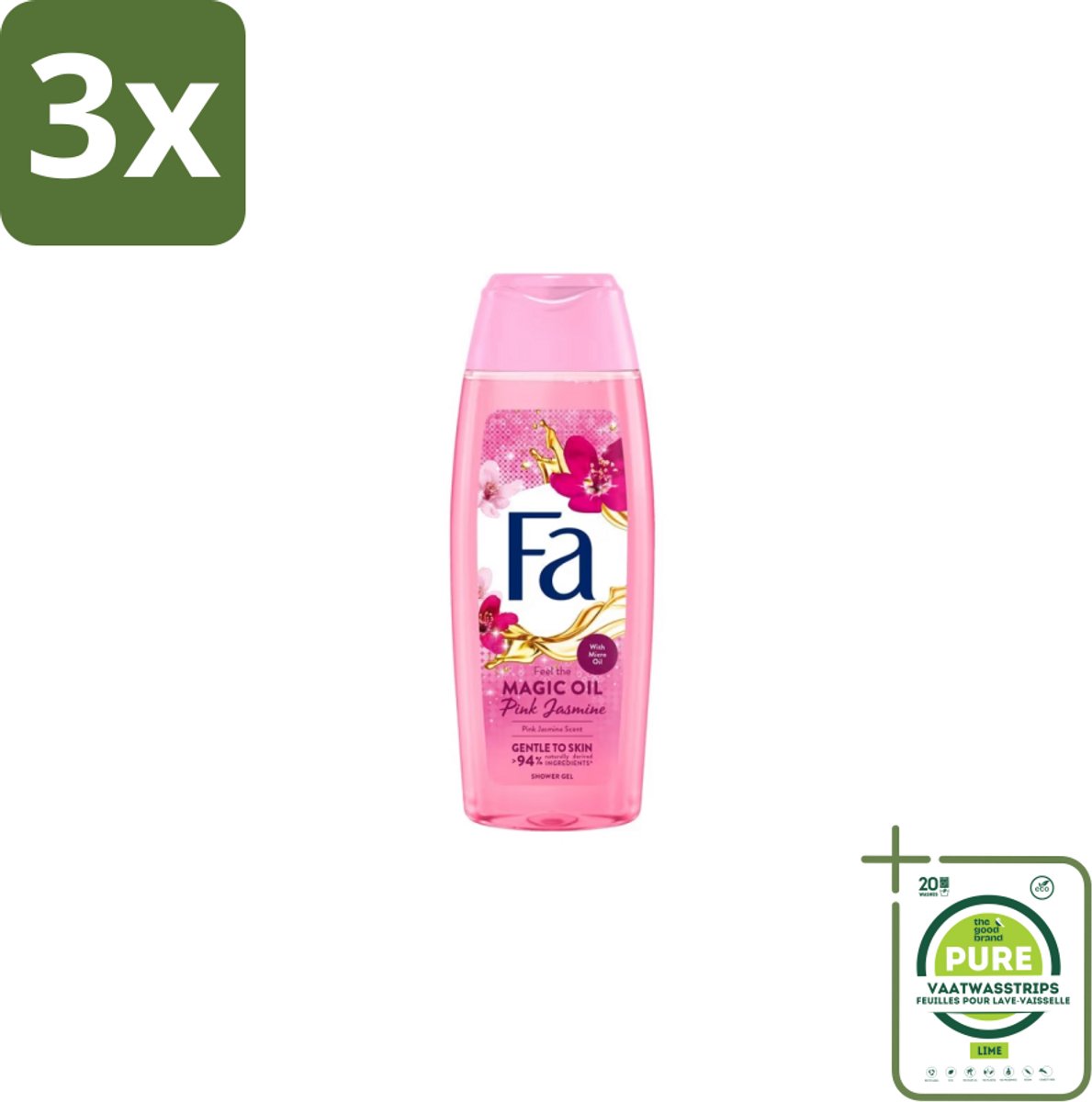 3 x Fa – Douchegel – Magic Oil Pink Jasmine – 250 ml - Grootverpakking - Douchegel - Roze Jasmijn - Luxe Douchegel - Bloemige Geur - Verzorgende Douchegel