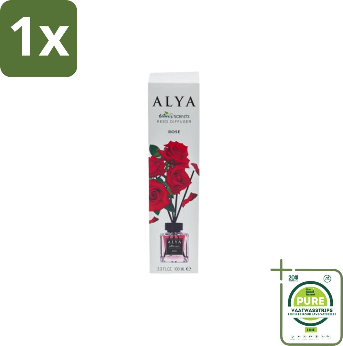 1 x Alya – Geurdiffuser – Rose – Interieurparfum - Geurstokjes - Geur - Geurverspreiding - Geur Olie - Geur Sfeer