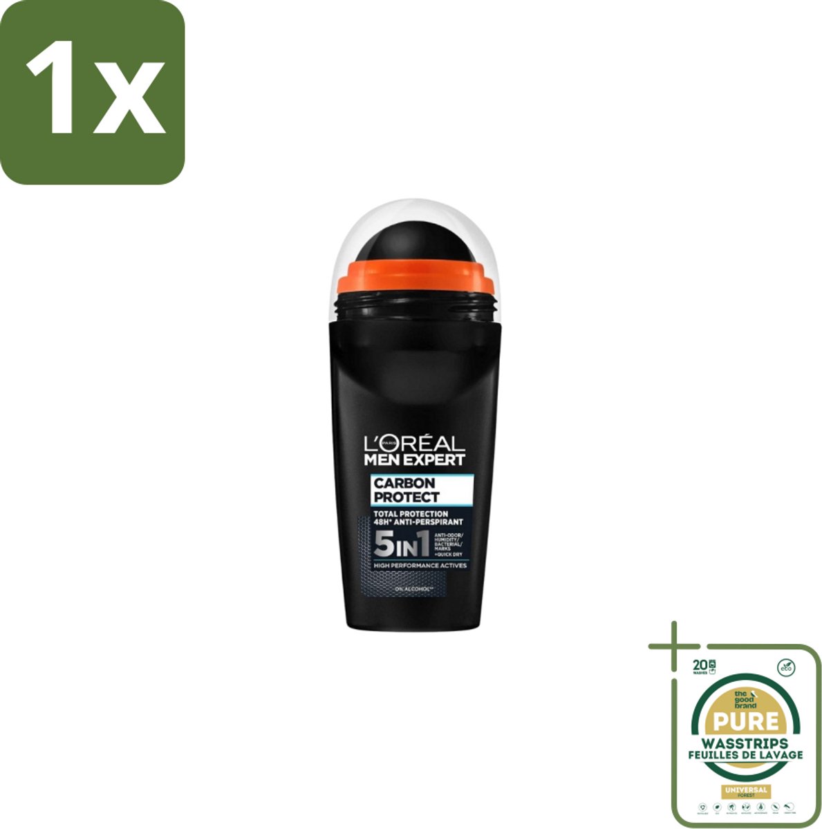 1 x L’Oréal Paris Men Expert – Deodorant Roller – Carbon Protect 5-in-1 – 50 ml- Anti-transpirant - Deodorant Roller - 5-in-1 - Anti-vlek - Geur